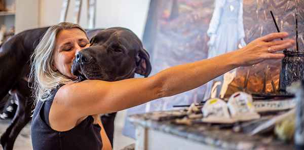 My dog Alfred helping me check if I have all the materials I need.